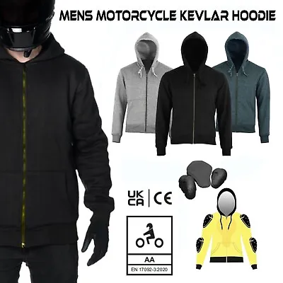 Buy Mens Motorcycle Motorbike Fleece Hoodie Jacket CE Removable Armoured Hoody Sport • 44.99£