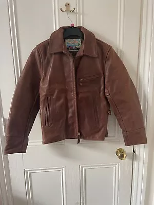 Buy Aero 1950's Half Belt Brown Leather Jacket, 'Small' / 36in Size • 250£