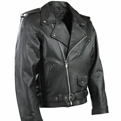 Buy Mens Brando Leather Motorcycle Perfecto Black Grade A Marlon Biker Jacket • 54.99£