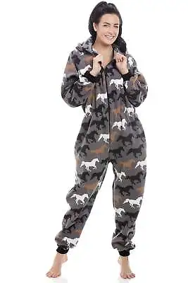 Buy Camille Hooded All In Ones Supersoft Pyjama Fleece Loungewear 20+ Designs • 26.99£