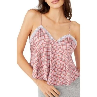 Buy NEW Free People With Confidence Cami Satin Checked Plaid Tie Back Tank Large (L) • 37.47£