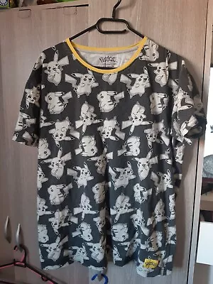 Buy Mens Pokemon Pikachu Print T-Shirt Size L Grey Black Used Manga Kawaii • 7.50£