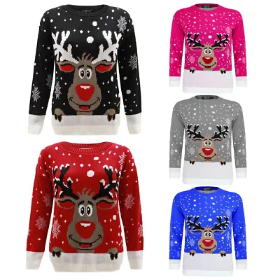 Buy Unisex Men Womens Knitted Rudolph Reindeer Xmax Christmas Jumper Sweater Top UK • 12.29£