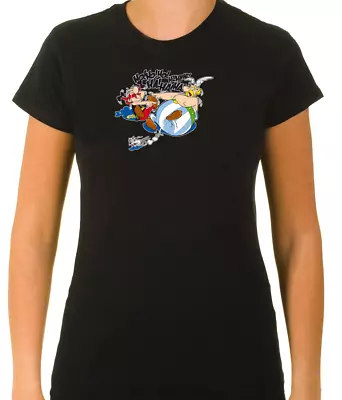Buy Asterix & Obelix Funny Characters  3/4 Short Sleeve T Shirt Woman F075 • 9.51£