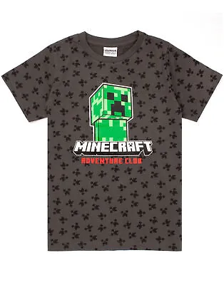 Buy Minecraft T Shirt Boys Kids Creeper Short Sleeve Grey Top Merchandise • 11.95£