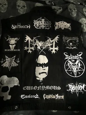 Buy Black Metal Battle Jacket Cut-Off Denim Vest Darkthrone Watain Bathory Taake  • 196.66£