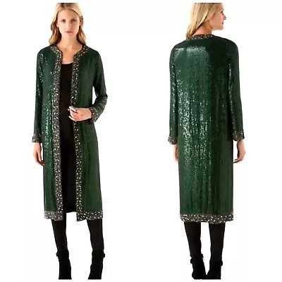 Buy Haute Hippie Jacket Womens Extra Small Green Silk Sequins Beaded Evening Duster • 163.31£