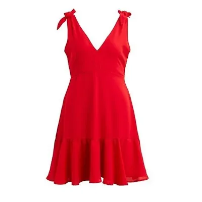 Buy VILA Clothing - Viantonella V-Neck S/L Red Mini Dress Size XL / UK 16 Brand New • 27.95£