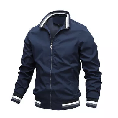 Buy Mens Classic Retro Bomber Jacket Casual Scooter Zip Up Coat Outerwear Tops UK • 15.49£