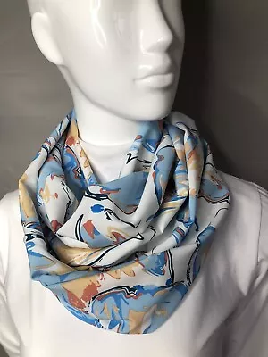 Buy Infinity Double Loop Circle Scarf Fashion White Blue Beige Handmade Polyester • 7.99£
