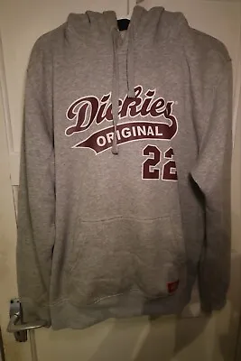 Buy Dickies Mens Hoodie Grey Large Fleece Pullover Cotton Blend Workwear Big Logo • 5£