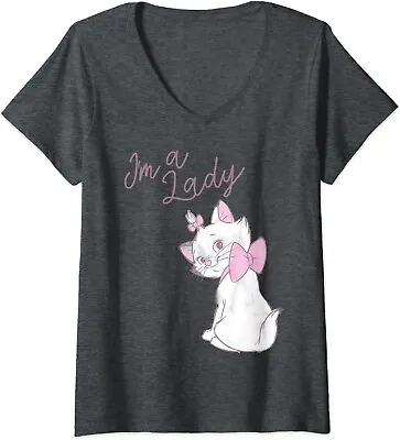 Buy Licensed Disney The Aristocats Marie I'm A Lady Text V Neck Shirt Womens M Grey • 28.46£