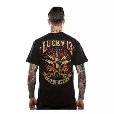 Buy Lucky 13 Amped Moto Motorcycle Motorbike Casual T-Shirt Black • 30.50£