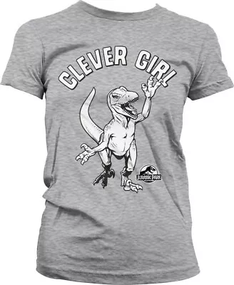 Buy Jurassic Park Clever Girl Girly Tee Damen T-Shirt Heather-Grey • 24.03£