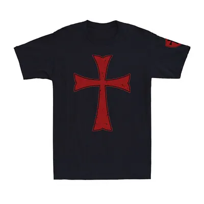 Buy Deus Vult Knights Templar Red Cross Crusader Jesus Vintage Men's Cotton T-Shirt • 17.99£