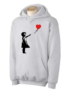 Buy BANKSY GIRL WITH HEART BALLOON HOODY - Balloons Graffiti T-Shirt - Colour Choice • 25.95£