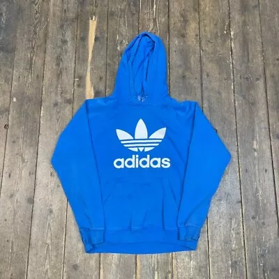 Buy Adidas Hoodie Mens Vintage Y2K Trefoil Training Sweatshirt, Blue, Medium • 25£