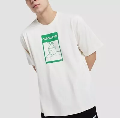 Buy NEW Adidas Marvel T-Shirt Sz L Hulk Tee Beige Green Print 100% Organic Cotton • 44.24£