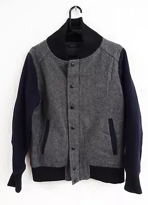 Buy Vintage 90's Retro Grey & Blue College Varsity Bomber Wool Jacket MEDIUM • 19.99£