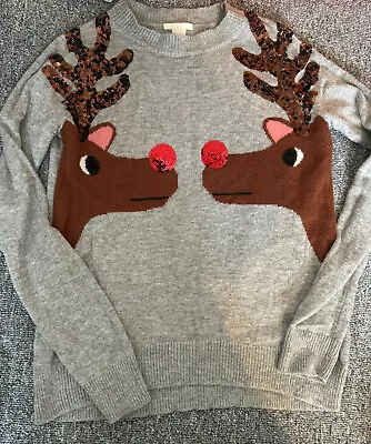 Buy H&M Women’s Kissing Reindeers Christmas Jumper Size Small **V.good Cond** • 7.50£