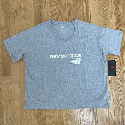 Buy New Balance T-Shirt Athletics Womens Size L Gray Cropped Relaxed Fit Logo NWT • 8.67£