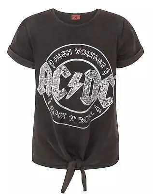 Buy AC/DC Grey Short Sleeved T-Shirt (Girls) • 13.99£