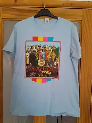 Buy Sgt Peppers Lonely Hearts Club Band Light Blue Beatles T Shirt Large VGC • 4.99£
