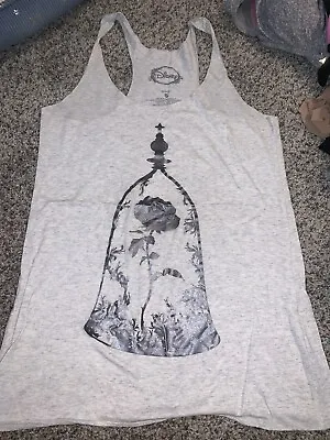 Buy Disney Beauty And The Beast Grey Rose Tank Top Size S • 8.67£
