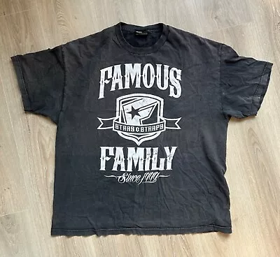Buy Famous Stars And Straps XXL Family Since 1999 Black Distressed Faded T-Shirt Tee • 19.99£
