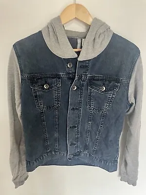 Buy Denim Jacket With Sweatshirt Arms And Hood • 12.65£