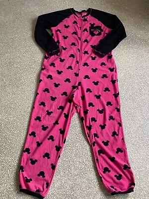 Buy Pink/Black Mickey/Minnie Mouse Fleece One Piece Pyjama, Adult Med, Light Fleece • 3.49£