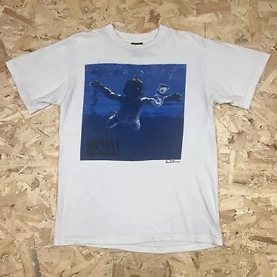 Buy Nirvana Nevermind Band Single Stitch T Shirt Mens Large White • 39.95£