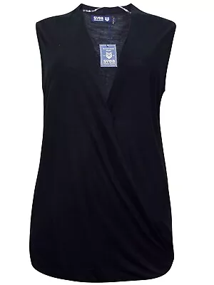 Buy Top T-Shirt Wrap Top Sleeveless Black  UK Sizes 10/12 To 22/24 • 8.99£