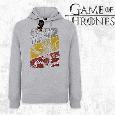 Buy Official Game Of Thrones All Houses Logo Grey Mens Hoodie Sweatshirt Pullover • 17.98£