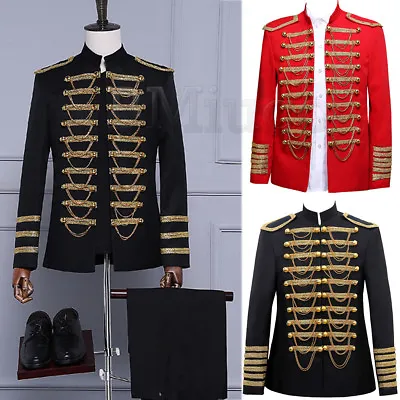 Buy Mens Hussar Jackets Military Uniform Tops Artillery Tunic Drummer Steampunk Coat • 35.99£