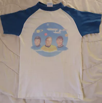 Buy VTG Kirk, McCoy & Spock 1975 Star Trek T Shirt Childs 14 Made In USA By Donmoor • 18.90£