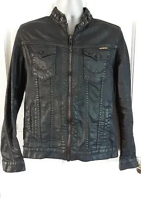 Buy SuperDry Copper Vintage Black Denim Jacket Zipped Biker Waxed Cotton Japan S  • 27£