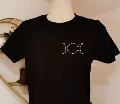 Buy Wicca Triple Moon Black T-Shirt Graphic | Witch | Supernatural | Goth | Pagan • 10.99£