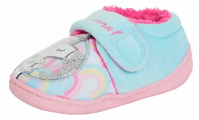 Buy Girls Unicorn Slippers Kids Sequin Rainbow Easy Fasten Fleece Lined Indoor Shoes • 11.95£
