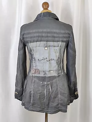 Buy Elisa Cavaletti Jacket Blazer Button Up Rhinestone Grey Boho S • 53.40£