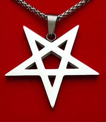 Buy Pentagram Silver Flat - Goth Punk Occult Witchcraft Ritual Pendant Satanic • 16.06£