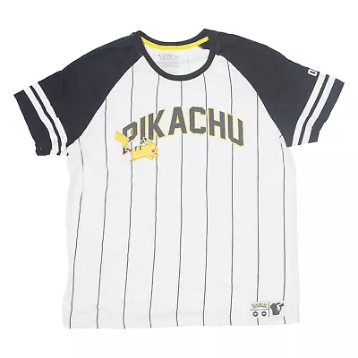 Buy POKEMON Pikachu Striped Mens T-Shirt Cream XL • 6.99£