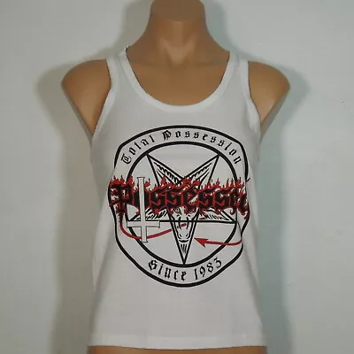Buy POSSESSED Total Possession S SMALL Racerback Top WHITE Girly Band Logo • 24.49£