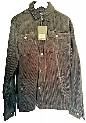 Buy Night Addict Men Jean Shirt Thick Corduroy Cord Shacket Black Overshirt • 38.45£