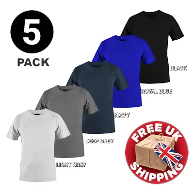 Buy Mens Plain Colour T-Shirts Multipack 5 Pack 100% Cotton Blank Short Sleeve New • 22.99£