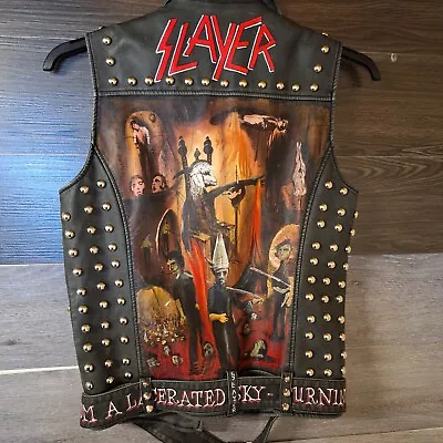 Buy Reign In Blood Slayer Battle Jacket Hand Painted PVC Waistcoat  • 60£