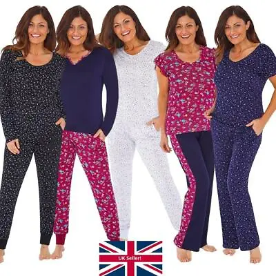 Buy Womens Pyjama Tops Bottoms Long Short Sleeve Jogger Loose Leg Star Love To Sleep • 11.99£