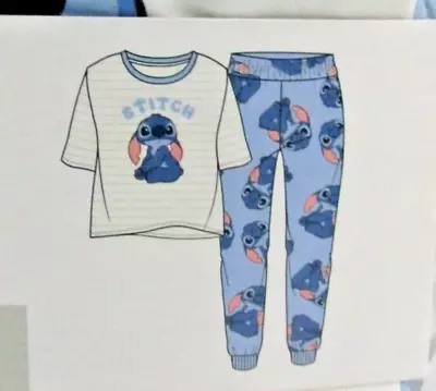 Buy Primark Disney Stitch Pyjamas Summer Pjs Nightwear Tee Shirt Top Bottoms Small • 19.99£