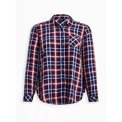 Buy Torrid Lizzie Rayon Twill Plaid Navy Button Down Casual Everyday Shirt Sz. 2x • 27£