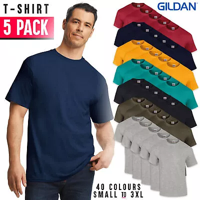 Buy Men's Classic Gildan Ultra Cotton Plain Blank T-Shirt 5 PACK All Sizes 40 Colour • 29.95£
